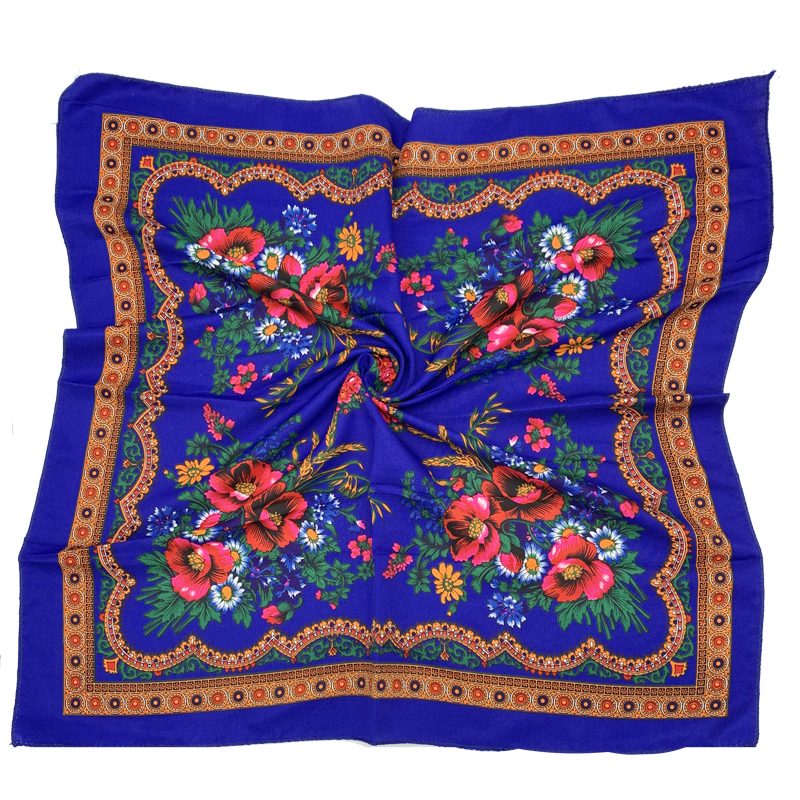 Foulard à imprimé floral russe pour femme, bandana carré, châle ethnique, bandeau de sauna, mouchoir Babushka, couvre-chef, 70x70cm