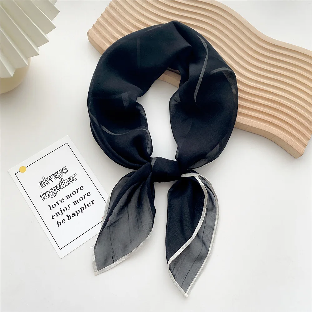 Mouchoir de couleur unie, foulards de cou en soie pour femmes, petits châles et enveloppes, Bandana, foulard carré, bandeau Hijab, 70CM