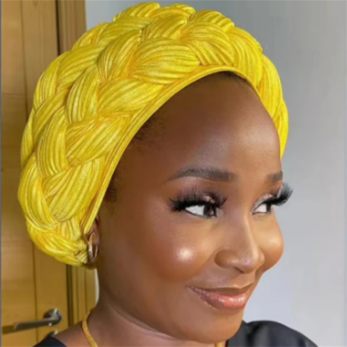 Turban à double tresse Halo pour femmes, enveloppes de sauna africaines déjà fabriquées, pièce de sauna de fête nigériane, chapeau de coiffure, écharpe de sauna féminine, bonnet