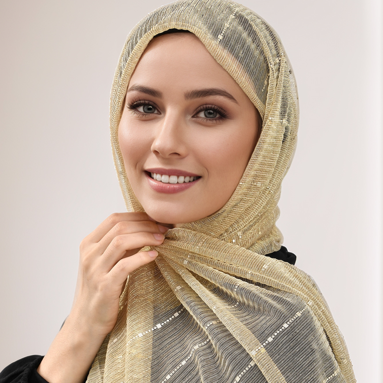 Écharpe Lurex Scintillante Dorée pour Femme, Hijab Musulman Chatoyant, Foulard Couleur Unie, Châle Brillant, Pashmina Islamique, Bandana, Foulard Femme