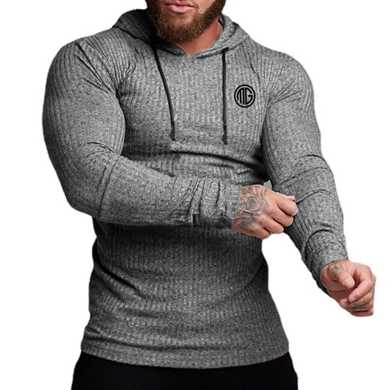 Chandails à capuche pour hommes, nouvelle marque de mode d'automne, tricot de printemps, vêtements Slim Fit, pull classique côtelé