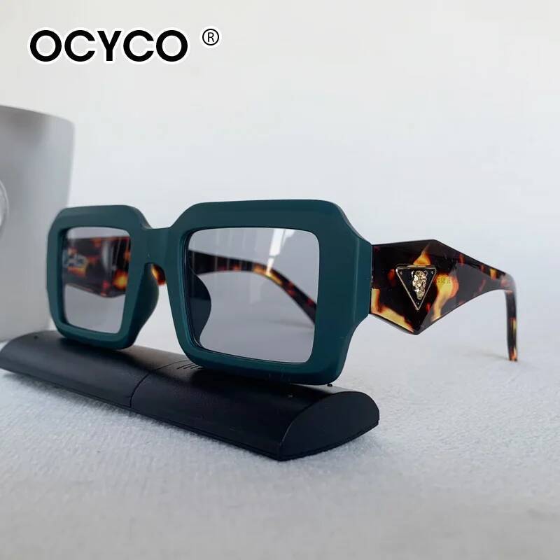 Lunettes de soleil carrées de marque de luxe pour hommes et femmes, mode extérieure, protection UV, Vintage, tête de léopard, Design