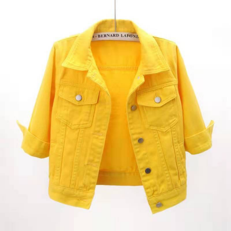 Femmes Denim veste printemps automne manteau court rose Jean vestes décontracté hauts violet jaune violet bleu hauts amples dame vêtements d'extérieur