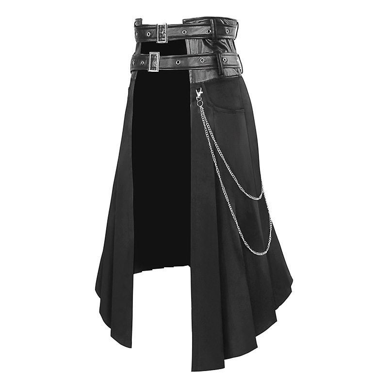 Jupe en cuir pour hommes, nouveau Rock, Style Punk Non grand public, décontracté, grande taille, demi-jupe, costumes de cosplay, printemps et automne
