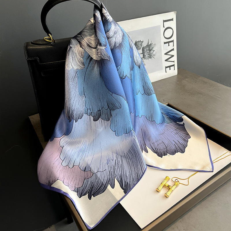 Petit foulard carré en soie Pure 100% pour femmes, 53cm, imprimé à la mode, pour le cou, les cheveux, les mains, le poignet, Bandana, cravate fine, châles de luxe