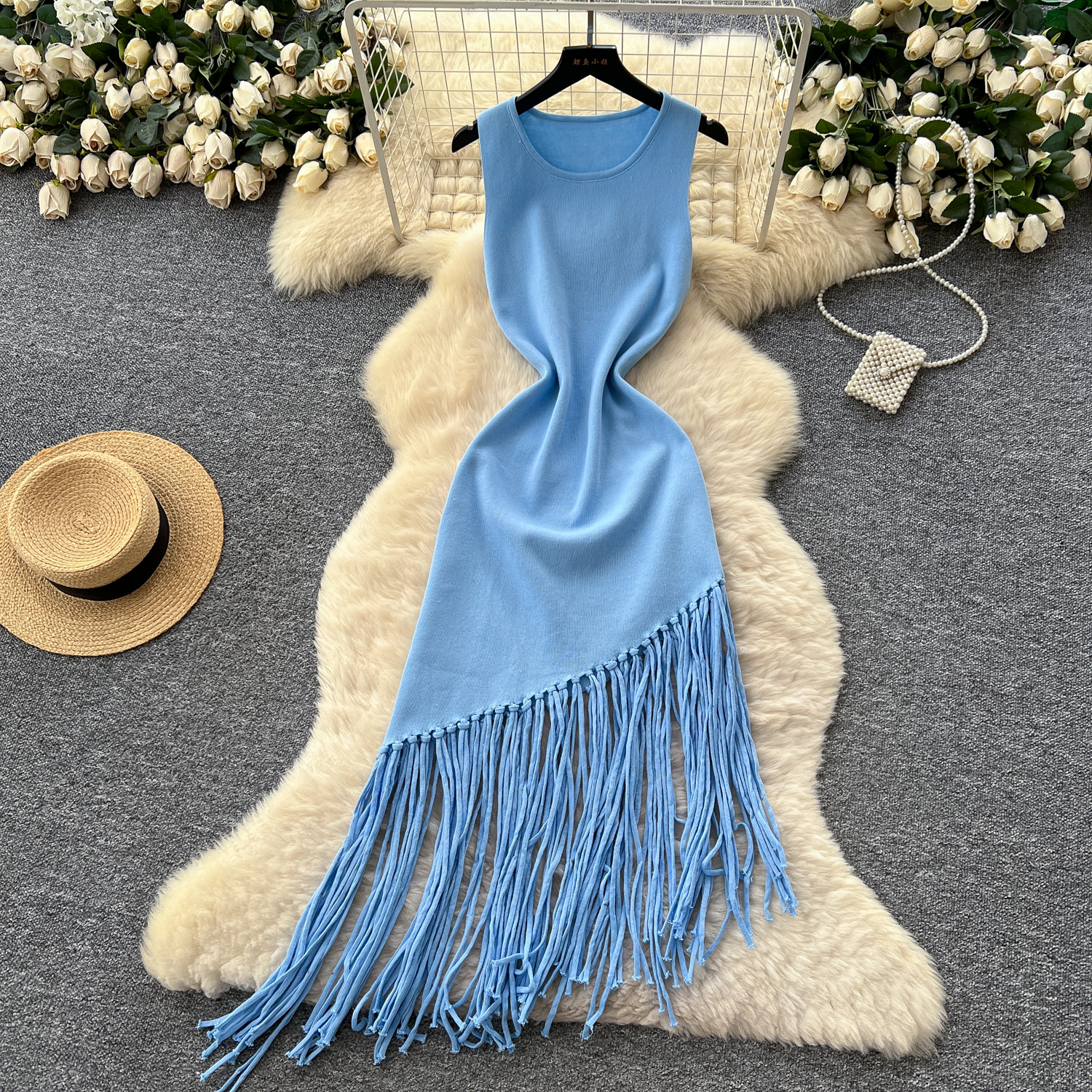 Robe plissée en tricot, dos nu, Sexy, taille haute, décontractée, ligne a, robe de plage, soirée pour femmes