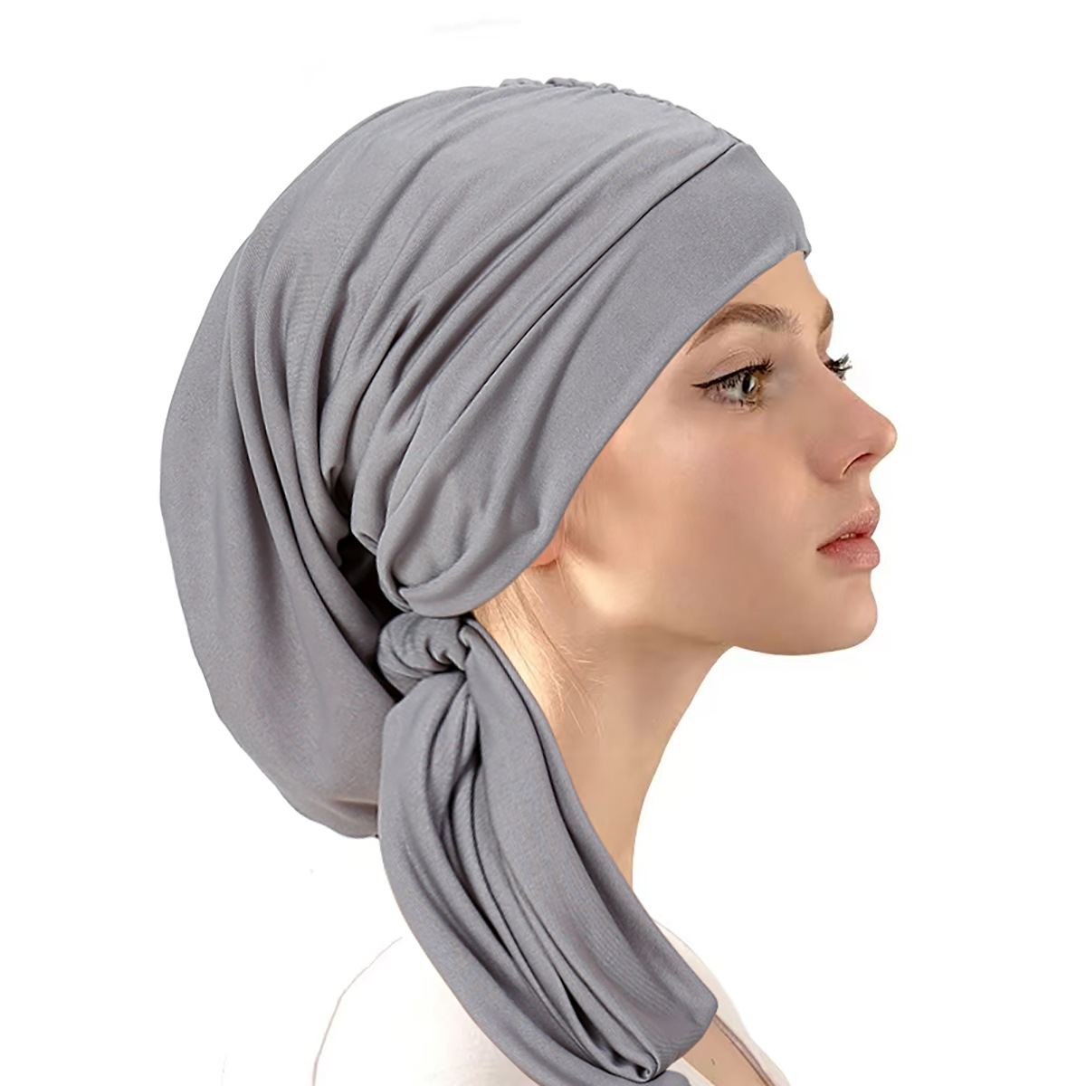 Hijab en cristal de chanvre froissé pour femmes, bonnet turban musulman pour dames, longue queue, foulard à tête ronde, chapeaux indiens, document solide
