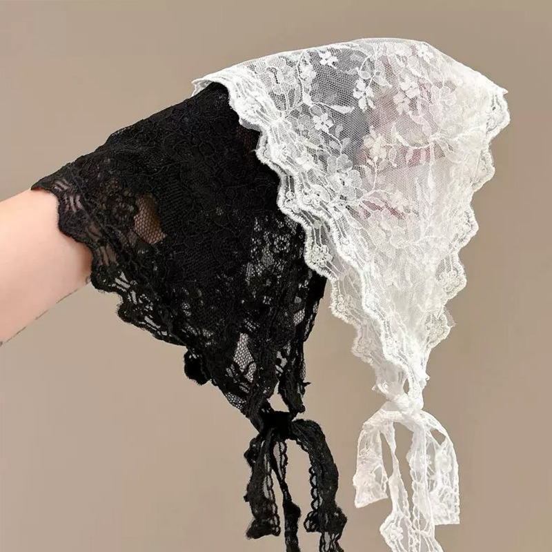 Foulard Triangle à lacets pour femmes, bandeau d'été, mode maille fleur, enveloppe de cheveux, léger et respirant, couvre-tête