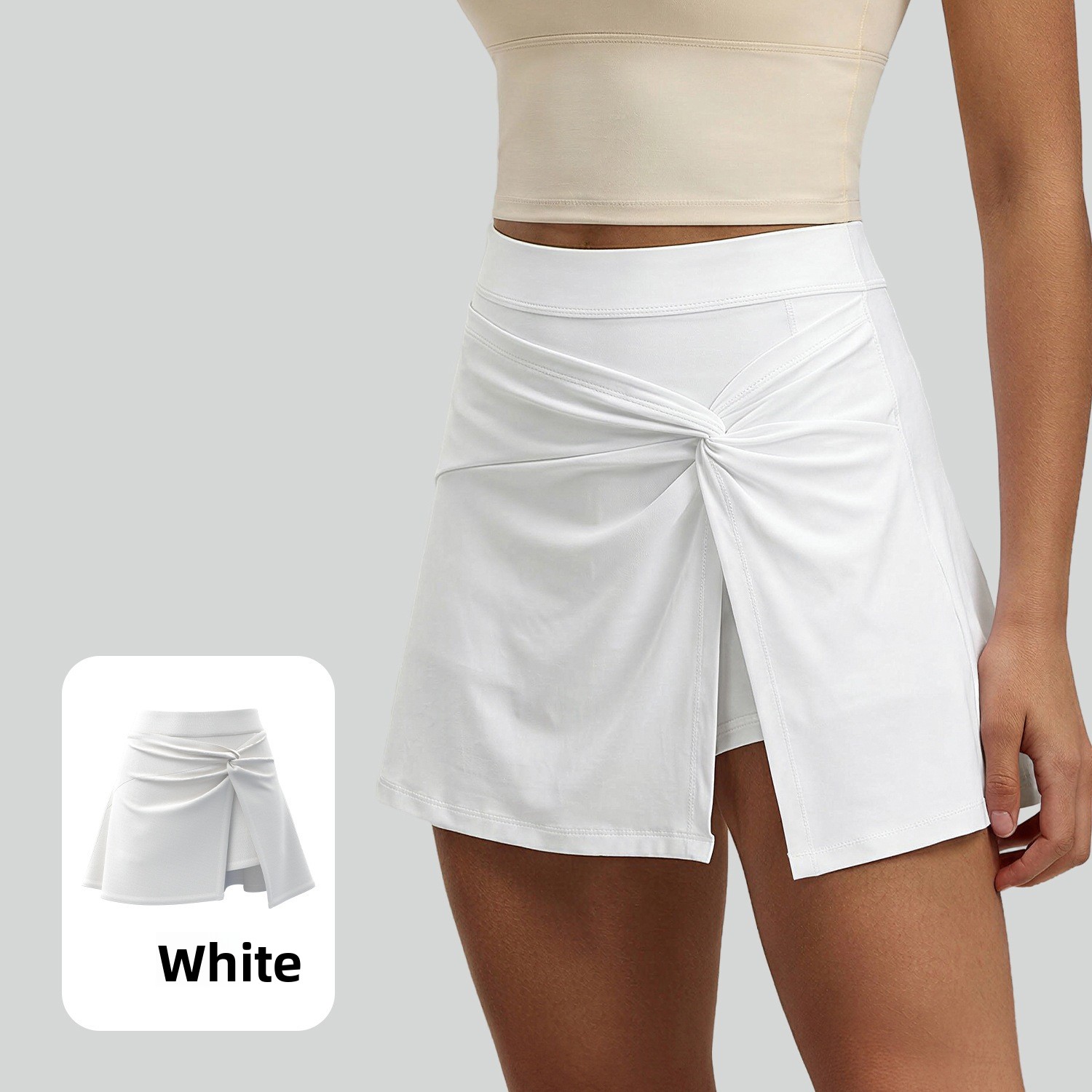Jupe de sport pour femme, jupe de tennis taille haute avec nœud avant, fente discrète, jupe plissée respirante, mini-jupe avec poches, rose