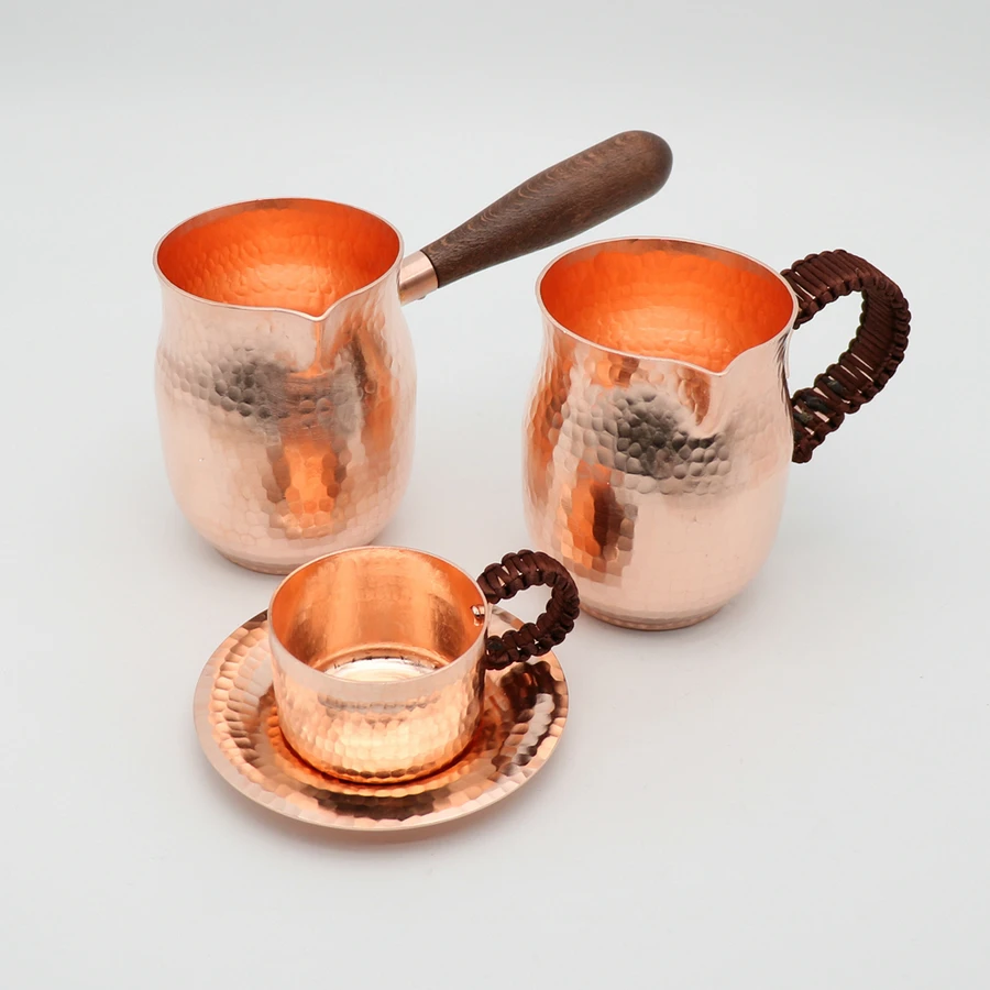 Tasse à café et thé faite à la main en cuivre pur, cafetière turque grecque arabe pour Barista