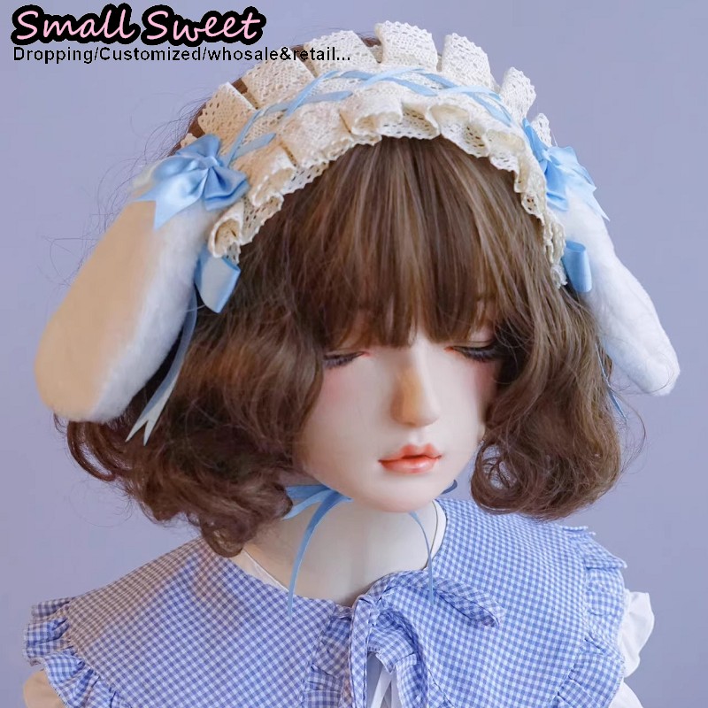 Serre-têtes pour femmes avec nœuds oreilles de lapin, style Harajuku Gothic Lolita, Y2K, Punk, avec nœuds en dentelle et volants
