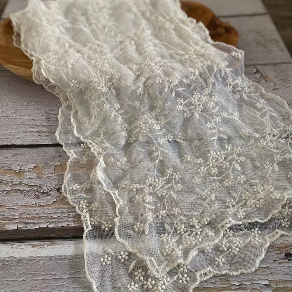 Écharpe en dentelle rétro décontractée pour femmes, longue fleur brodée, châle en dentelle de Protection solaire, Version coréenne de écharpe de Protection littéraire du cou