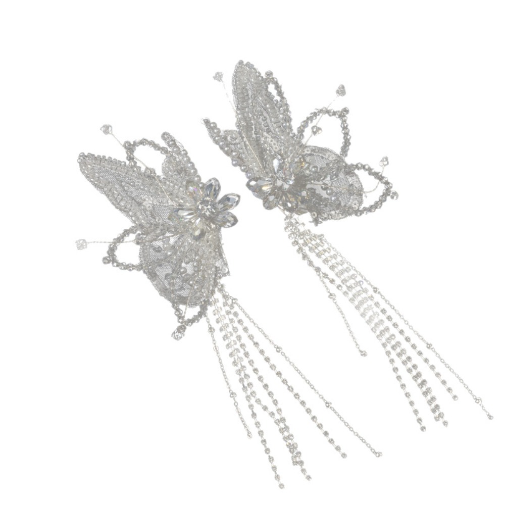 Pince à cheveux de mode haut de gamme, pince à cheveux féerique à pompon de perles, serre-tête ailes de papillon, accessoire de cheveux petite fée