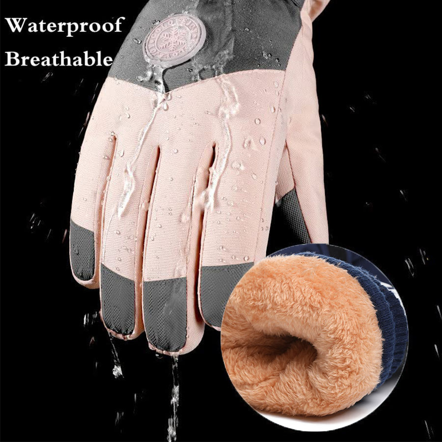 Gants de ski en peluche imperméables pour hommes et femmes, coupe-vent, chauds, réglables, cyclisme, moto, sports de plein air, isotCasual, hiver