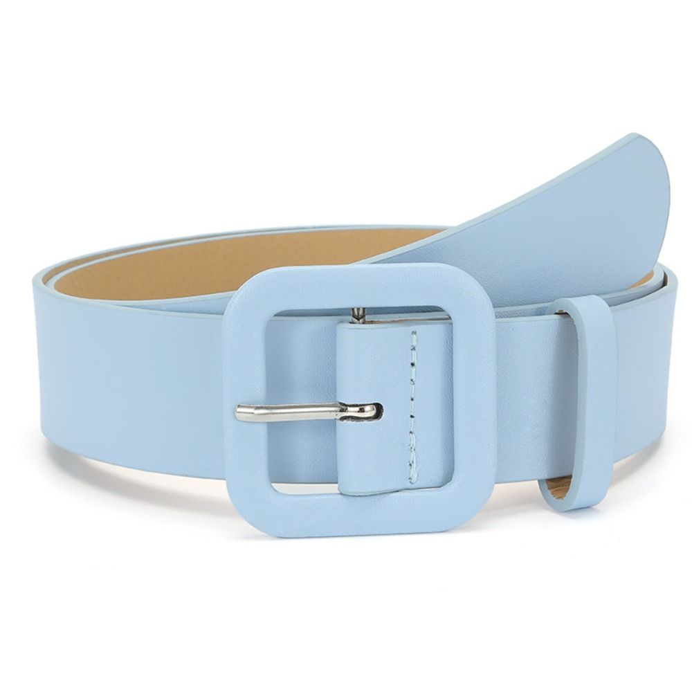 Ceinture en cuir pour femmes, couleur bonbon, boucle carrée, Design de luxe, sangle fine, pour pantalon, robe