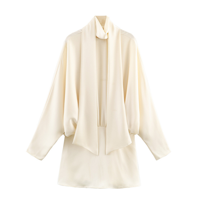 Robe d'été en satin 2026 pour femme, manches longues, décontractée, à lacets, mini-robe de soirée sexy pour femmes, courtes robes de soirée