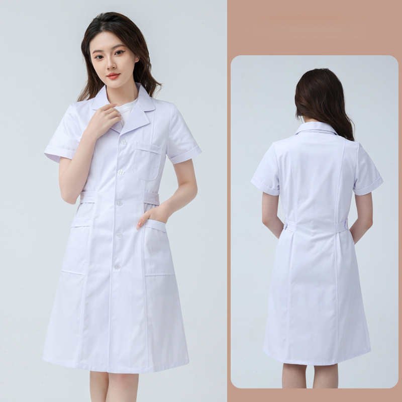 Manteau médical blanc en coton pour femmes, uniforme d'infirmière et de médecin, vêtements de travail d'hôpital, uniforme de travail professionnel pour laboratoire scientifique et pharmacie