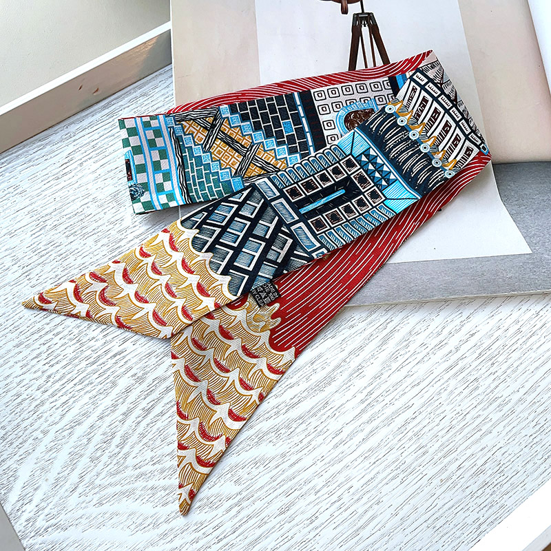 InjRing-Foulard Imprimé pour Femme, Double Couche, 86x5cm, Sous la présidence, Mode Automne 100%, 2023