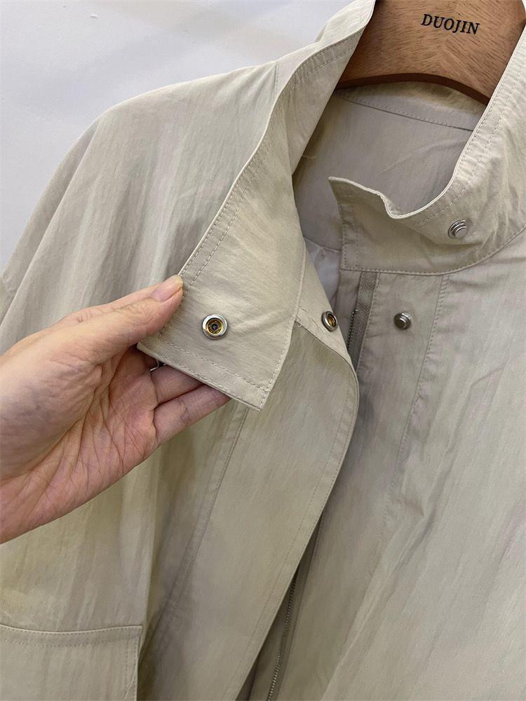 Veste courte Femme printemps automne nouveau décontracté Femme coupe-vent col montant outillage veste basique fermeture éclair manteau hauts