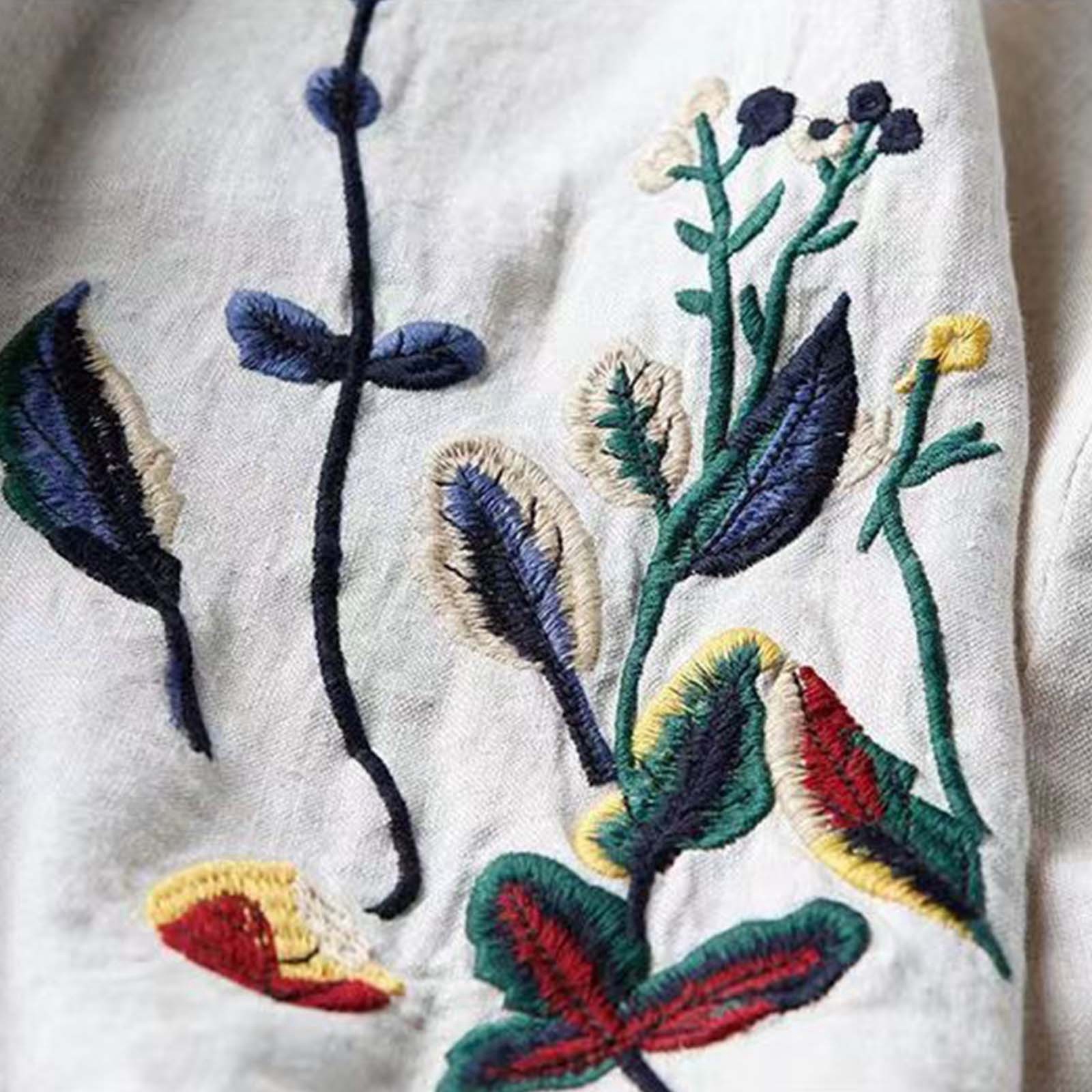Jupe mi-longue évasée vintage en coton et lin brodée de fleurs pour femme, coupe ajustée, style A-line, Roupas Feminina Alo VêTement Femme