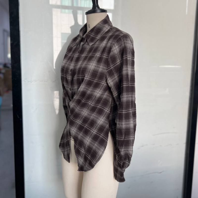 Chic Sexy Plaid à manches longues chemise Designers flatteur élégant décontracté femme haut d'automne à la mode à la mode femmes Streetwear