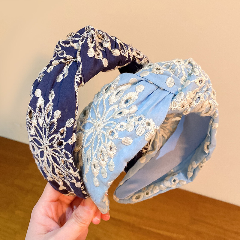 Serre-têtes larges en tissu brodé pour femmes et filles, accessoires de mode pour cheveux, bandeaux et cerceaux à cheveux
