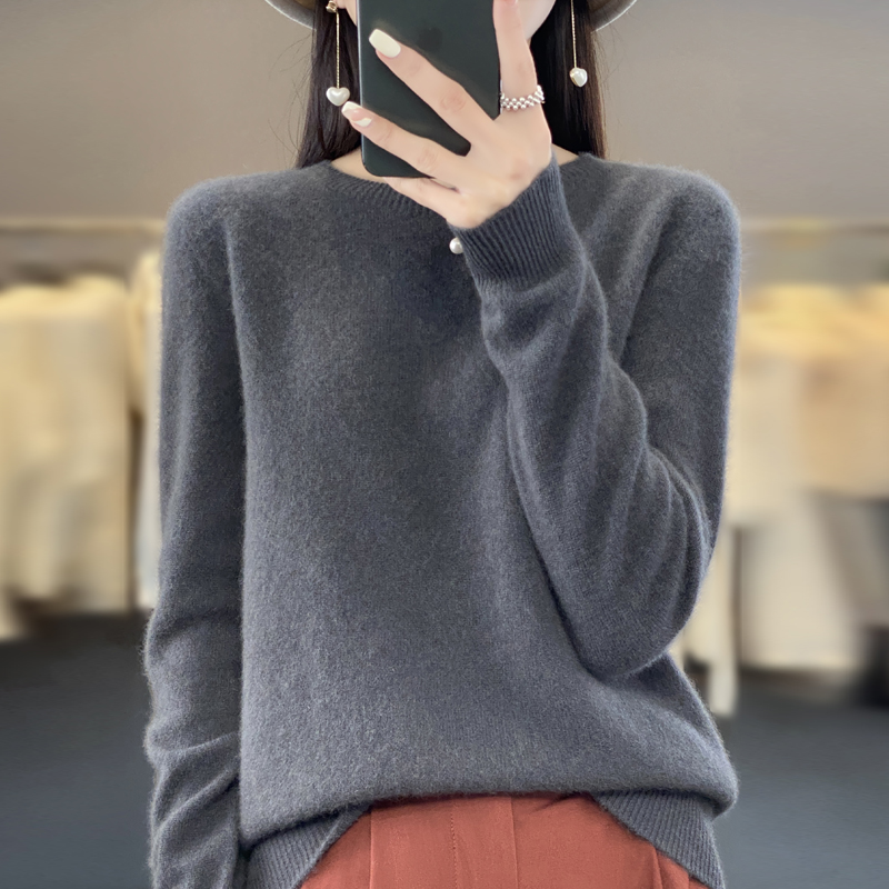 Nouveau pull en cachemire pour femme, automne et hiver, 100% laine mérinos, col rond, pull chaud tendance