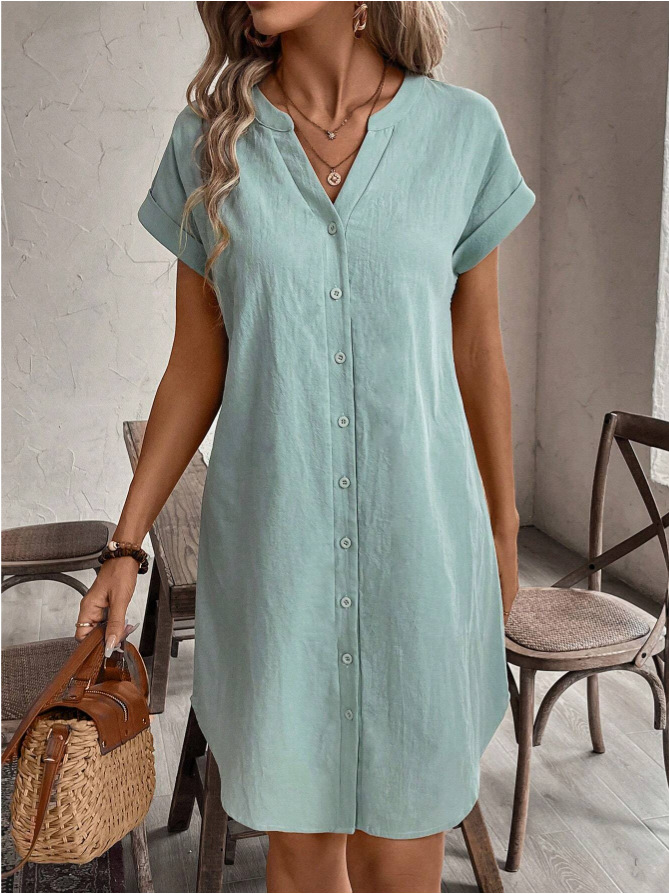 Femmes blouse décontractée robe Simple col en V bouton robe en lin poches ample grande taille chemise robe grande taille robes pour femmes