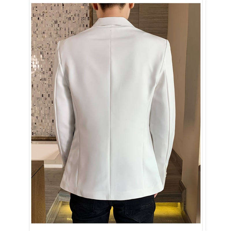 Blazer décontracté pour hommes, vêtements de mode coréens, veste imbibée de patchwork, vêtements fins d'été pour hommes, beau manteau ajusté, rouge, blanc, bleu