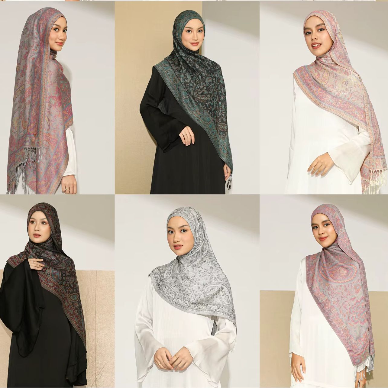 Nouveau Paisley broderie Hijab écharpe femme musulman Hijab châles ethnique motif de cajou glands foulards Elagant femme bandeau