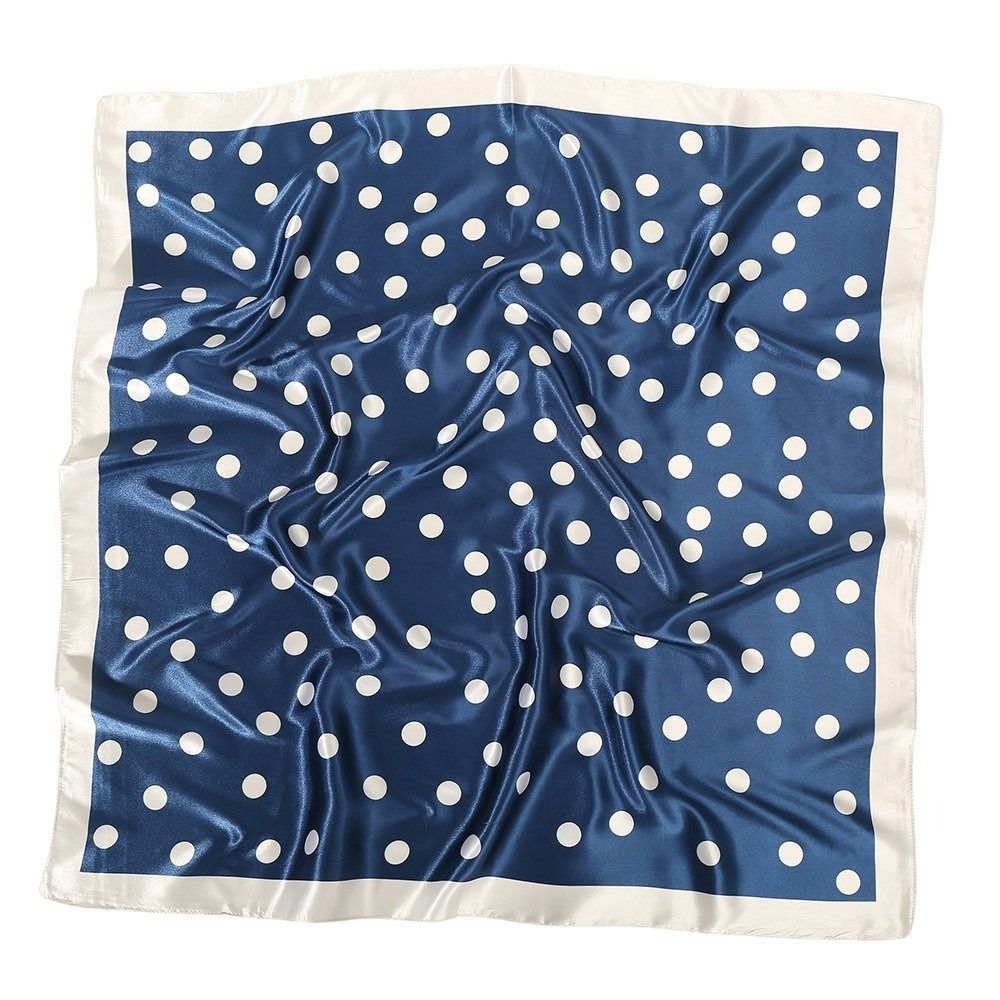 Foulard carré en soie satinée à pois, motif de luxe, 90 cm, bandana, hijab, pour tous les jours et les fêtes