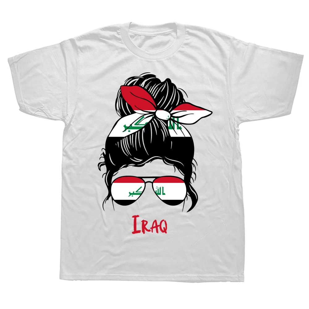 T-shirt manches courtes col rond femme, humoristique, iraquien, à la mode, décontracté, basique