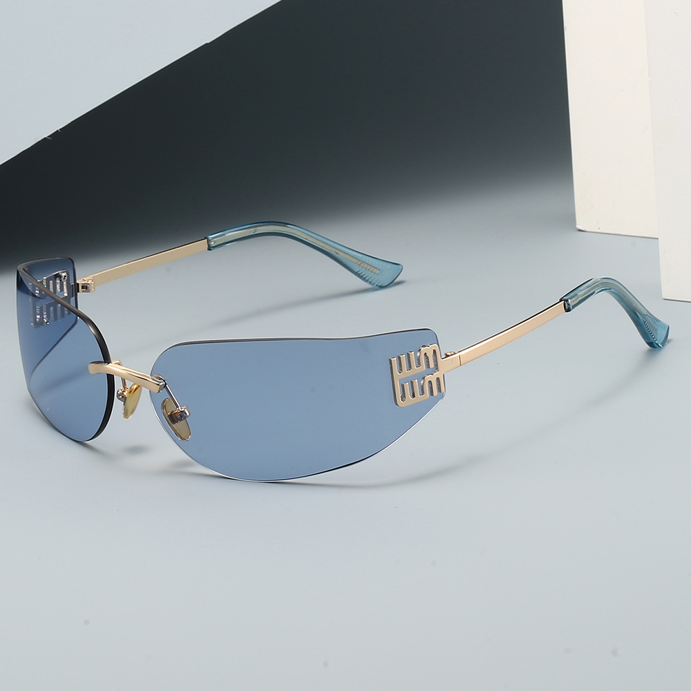 Nouvelles Lunettes de Soleil Haut de Gamme 2026 pour Femme – Sans Monture, Courbées, Protection Oculaire et Anti-UV pour Voyage et Randonnée (Gafas)