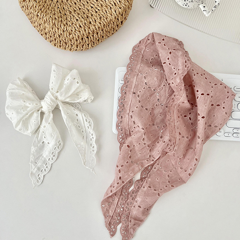 Écharpe rétro en dentelle, écharpe triangulaire à fleurs douces pour femmes, bandes de cheveux, mode fille, foulard doux, Style artistique, Photo de voyage