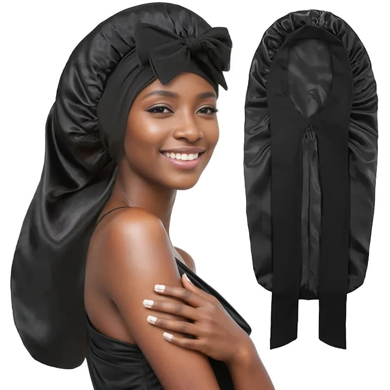 Bonnet de nuit long pour cheveux raides et bouclés, bonnets extra larges pour dreadlocks et tresses, bonnets de nuit en satin