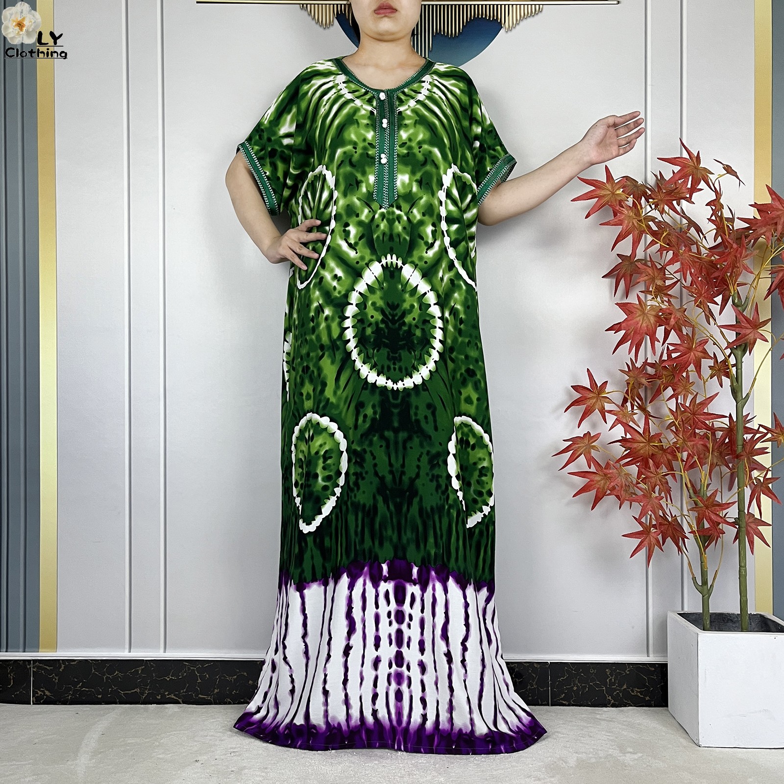 Nouvelle Abaya Africaine 2026 pour Femme, Robe Décontractée Florale en Coton Pur Dashiki, Imprimée à Manches Courtes, Coupe Ample Maxi, Robes Islamiques de Dubaï