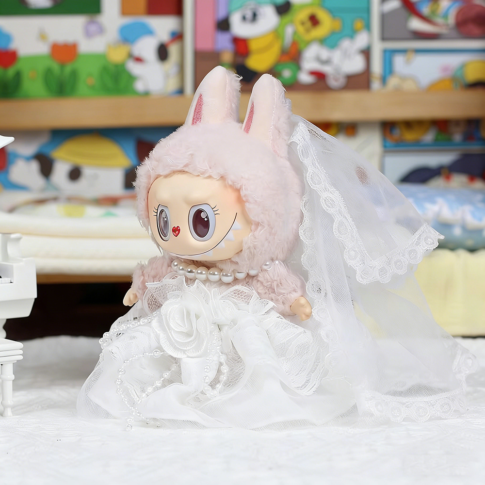 Ensemble de vêtements pour poupée Labubu de 17cm, robe de mariée Macaron adaptée aux vêtements Labubu