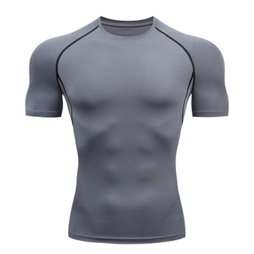 T-shirt de sport pour homme, à séchage rapide, manches courtes, tee-shirt de sport, haut de sport, compression pour la gym, fitness, entraînement, course à pied