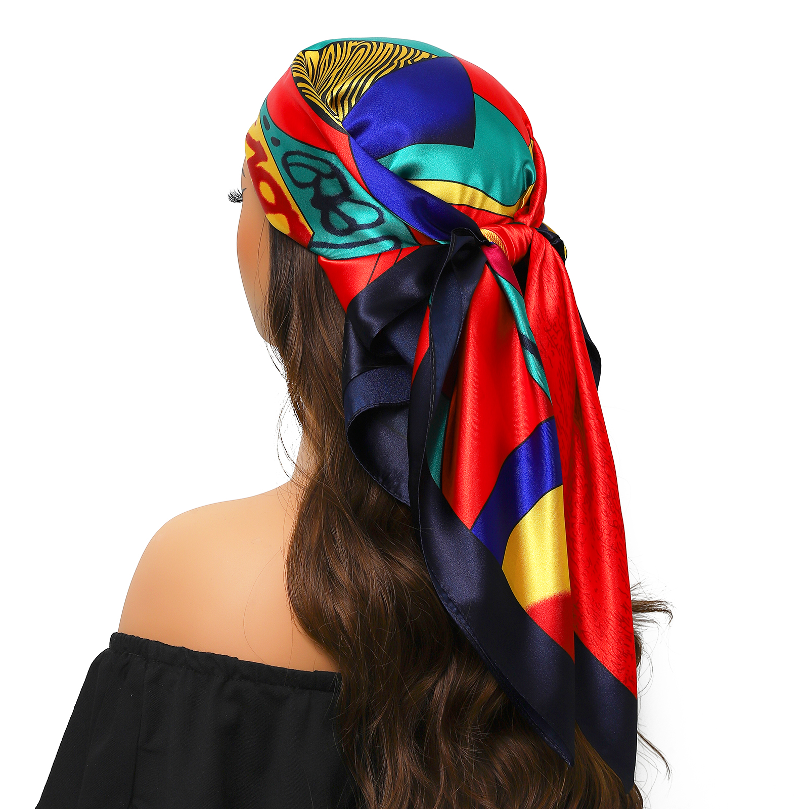 Foulards en soie de marque de luxe pour femmes, 90x90cm, Foulard de tête/Cheveux de styliste, Hijab Bandana pour femmes, 90x90cm