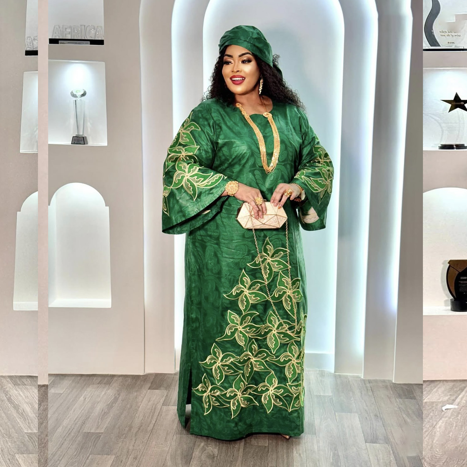 Tenue africaine pour femmes, abaya brodée, grande taille, robe élégante pour fêtes et églises
