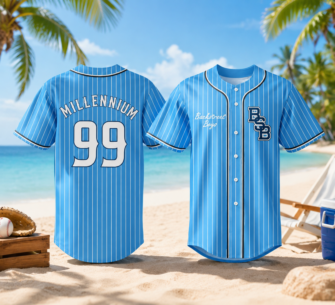 Maillot de baseball rétro pour hommes et femmes, chemise à manches courtes boutonnée à rayures bleu clair, imprimé de lettres et de chiffres, streetwear hip-hop sportif.