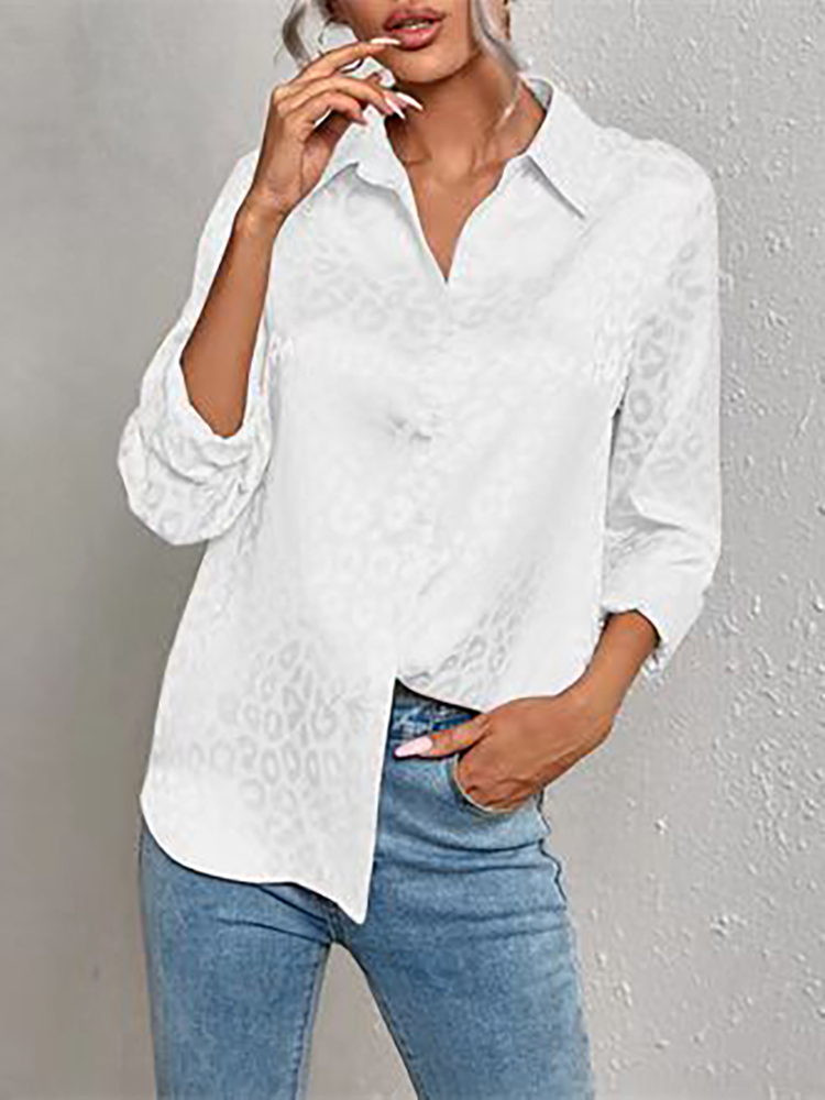 Chemisier de luxe imprimé léopard pour femme, chemise boutonnée vintage, tunique en satin, haut Harajuku, manches longues, revers, dame de bureau, printemps, été