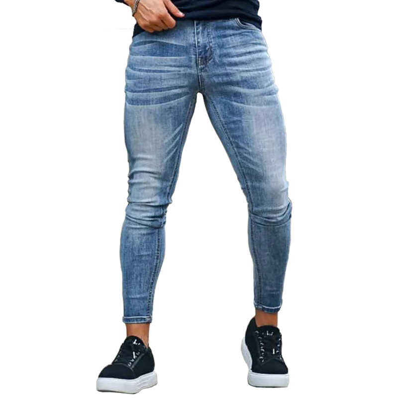Jean skinny brossé pour homme, design classique, pantalon en denim décontracté pour tous les jours, idéal pour le bureau et les soirées, pantalon en denim pour homme.