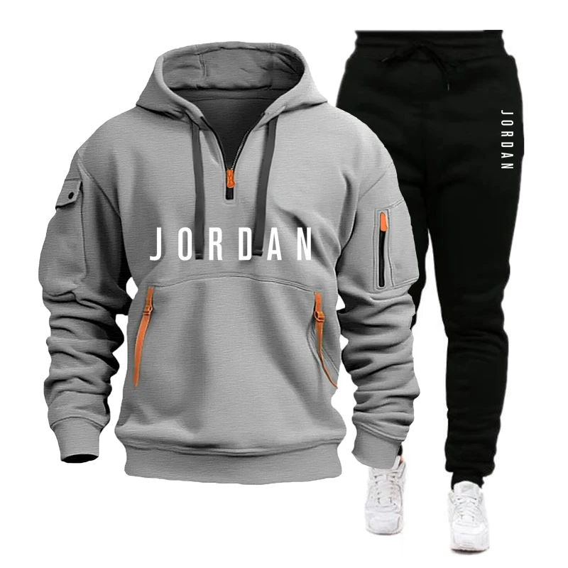Ensemble de vêtements de sport pour hommes automne/hiver 2026, ensemble décontracté, vêtements de sport et pantalon coupe-vent pour hommes, ensemble deux pièces