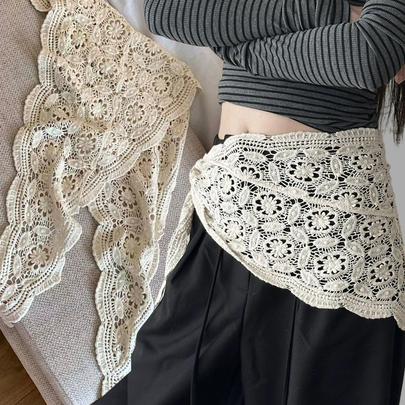 Foulard à fleurs tricoté français pour filles, Bandana, ceinture de taille au Crochet pour femmes, nouveau chapeau littéraire pour Photo de campagne, automne
