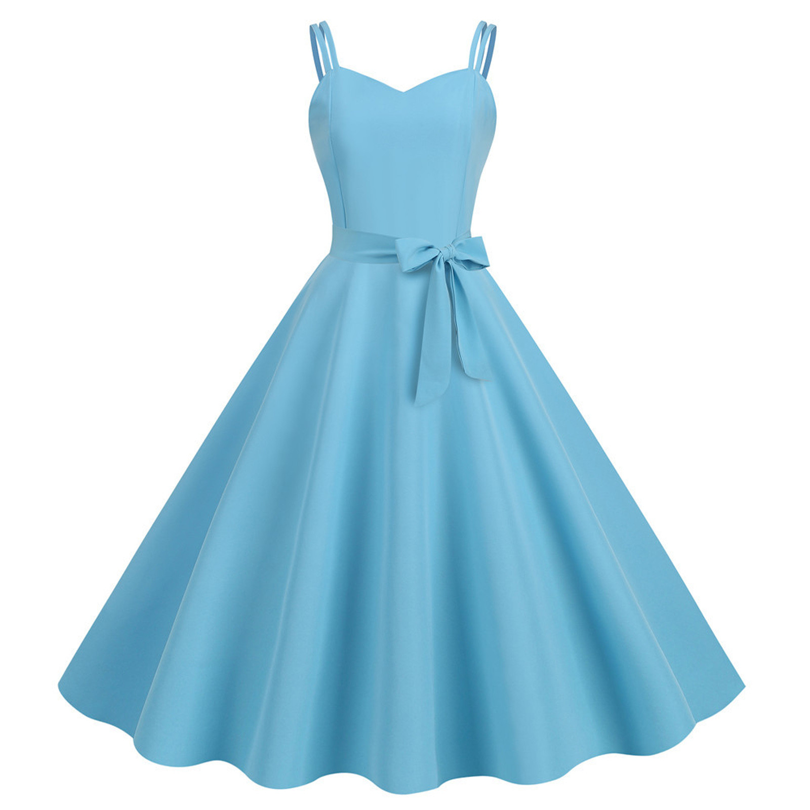 Robe Mi-Longue Élégante à Bretelles Spaghetti pour Femme, Tenue de Mariage Formelle, Grand Ourlet, Couleur Unie, avec Fermeture Éclair au Dos et Nministériels d Papillon