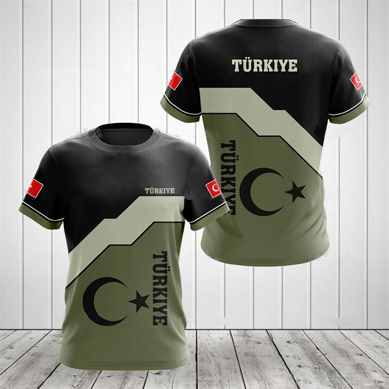 Drapeau turc Camouflage impression 3d été hommes/femmes col rond T-shirt décontracté à manches courtes surdimensionné pull mode hommes vêtements