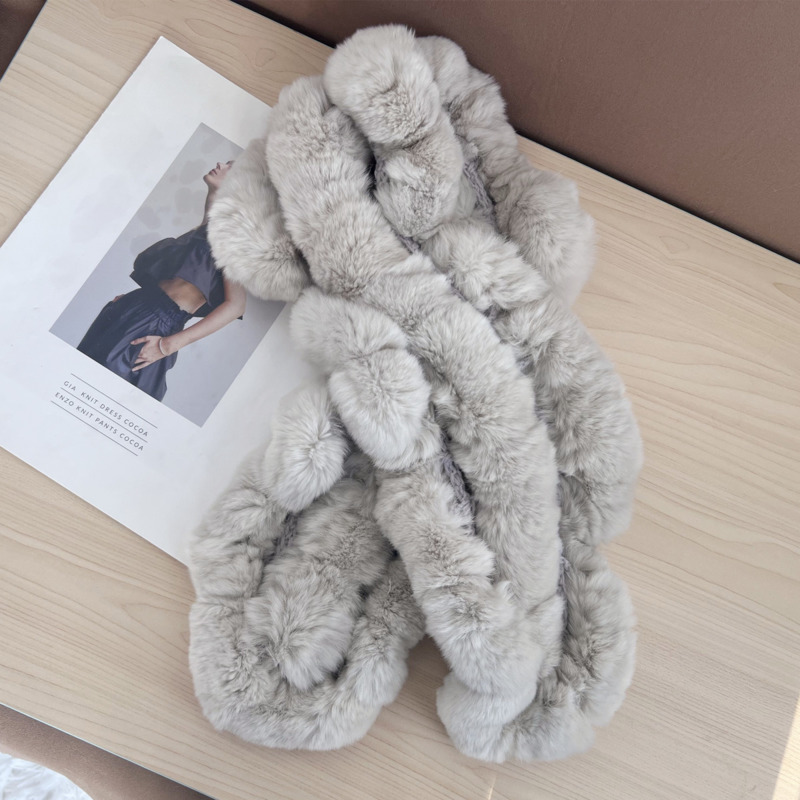 Écharpe en véritable fourrure de lapin Rex pour femmes, écharpe d'hiver en fourrure tricotée élastique pour filles, écharpes chaudes et tendance en fourrure naturelle, chauffe-cou pour dames.