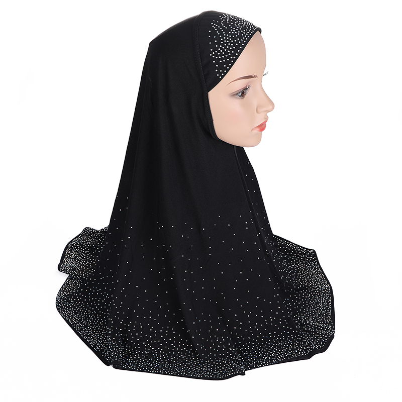H112 Adultes grande taille musulman hijab écharpe avec strass foulard islamique chapeaux armia tirer sur bandeau ramadan cadeau