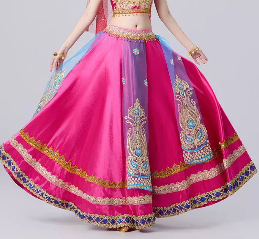 Costume de danse indienne rétro exotique, ensemble jupe longue